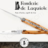 Fonderie de Laguiole: Knife Exception Saint Jacques - stainless blade 12C27 SANDVIK - full Juniper handle - guilloched spring - FORGED bee in form of Saint Jacques shell hand cut and engraved 
