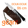 Couteau de poche Douk-Douk par Pierre Cognet - lame forg�e acier carbone XC75  manche Bronze d'arme - gaine cuir brun fonc�e estampill�e avec le fameux DoukDouk -port vertical- 