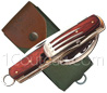PICNIC PRINCE - Set couteau fourchette cuill�re inox et tire-bouchon - manche bois de violette  fourni avec gaine - pour le camping - pique-nique - randonn�e 