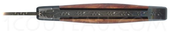 hand carved bee and spring - Thuya wood handle with ebony plates