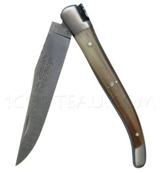 Laguiole knives, Pocket folding knife - tip horn handle marbled blond