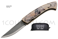  1515 knife by Manu Laplace, 1515 M & M Hawks knife - resin handle engraving Peregrine Falcon