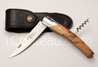 Le Thiers PIROU pocket knife by Goyon-Chazeau - juniper handle  black full flower leather sheath for belt 