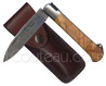 Country knife: YSSINGEAUX - manufactured by Au Sabot - 12C27 stainless steel blade  brushed stainless steel bolster - OLIVE handle  stainless steel forged bee and chased spring - delivered with maroon leather sheath 