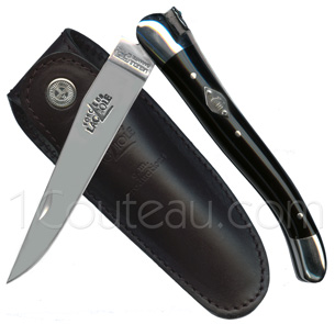 Eddy Mitchell - Black tip horn pocket knife, Forge de Laguiole pocket knives