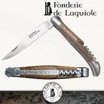 Fonderie de Laguiole BUNCH OF GRAPES: Knife Legende 22121 - Oak Barrel handle with corkscrew 5 treaded turns and 2 stainless bolsters - stainless blade 12C27 - hand guilloched spring - FORGED BUNCH OF GRAPES hand cut and chiseled 