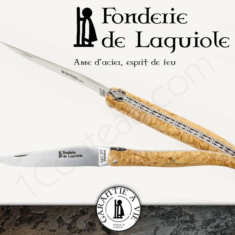 Couteau LAGUIOLE lame damas bouleau de Finlande Au Sabot