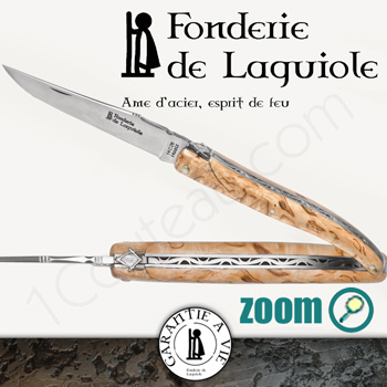 Laguiole Exception knife, Freemason curly birch full handle