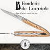 Fonderie de Laguiole: Couteau Exception Franc Ma�on - lame acier inox 12C27 SANDVIK - plein manche Bouleau madr� - Ressort guilloch� et doubles platines guilloch�es - mouche FORGÉE motif ma�onnique taill�e et cisel�e main 