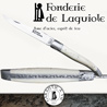 Fonderie de Laguiole SANGLIER: Couteau Legende 1212 manche Os - lame acier inox 12C27 - ressort guilloch� main - mouche motif SANGLIER FORGÉE taill�e et cisel�e main 