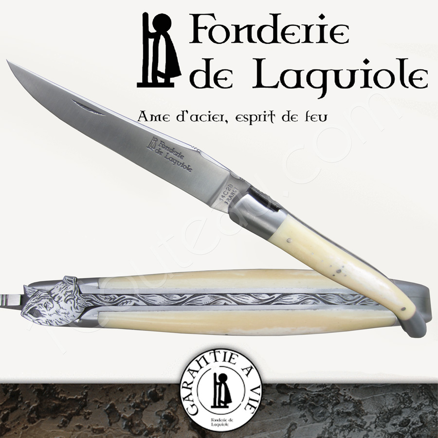 Forge de Laguiole 12 cm Chiseled Bee Folding Knives with Damascus