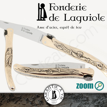 Laguiole Exception knife, Pilfrim Saint-Jacques Shell Bronze full handle