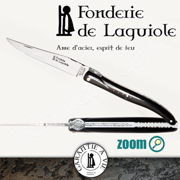 Fonderie de Laguiole Couteau Laguiole Légende, Plein manche Pointe de Corne noire Fonderie de Laguiole