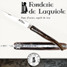 Fonderie de Laguiole BEE: Knife Legende 1012 - Brown Tip Horn handle - stainless blade 12C27 - hand guilloched spring - FORGED BEE hand cut and chiseled 