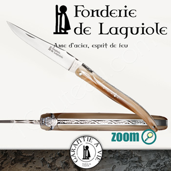 Fonderie de Laguiole Couteau Laguiole Lgende, Plein manche Pointe de Corne blonde Fonderie de Laguiole