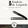 Fonderie de Laguiole: Knife Exception 12210 - full Black Tip Horn handle - stainless blade 14C28 - guilloched spring - FORGED bee hand cut and engraved 