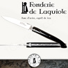 Fonderie de Laguiole: Couteau Exception 12210 - plein manche Pointe de Corne Noire - lame acier inox 14C28 - ressort guilloch� - abeille FORGÉE taill�e et cisel�e main 