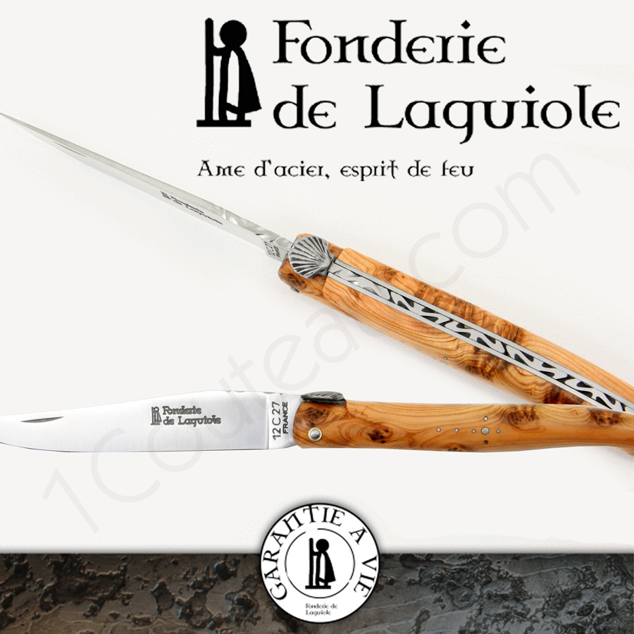 Laguiole Exception knife, Saint-Jacques Shell Juniper full handle