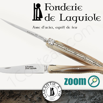 Couteau Laguiole Exception, Trfle double platines plein manche pointe de corne