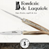 Fonderie de Laguiole: Couteau Exception Tr�fle - lame acier inox 12C27 SANDVIK - plein manche pointe de corne blonde - Ressort guilloch� et doubles platines guilloch�es - mouche FORGÉE en forme de tr�fle � 4 feuilles taill�e et cisel�e main 