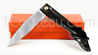 CHIEN: Couteau CAPUCIN par Pierre Cognet - manche pointe de Corne noire sculptï¿½e main CHIEN  lame forgï¿½e acier carbone XC75 