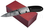 MASERIN knife EASY line Damascus blade - Ebony handle and stainless bolster with crossed knurlings  delivered with a wooden box 