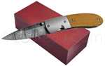MASERIN knife EASY line Damascus blade - Olive handle - stainless crossed knurling bolster  delivered with a wooden box 