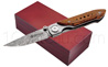 MASERIN knife premium line Damascus blade titanium handle with Bocote wood plates  delivered with a wooden box 
