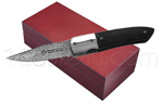 MASERIN knife SPACE line Damascus blade with Ebony handle and bright stainless bolster  delivered with a wooden box 