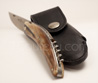 STYLVER pocket knife by Goyon-Chazeau - full marbled tip horn handle  black full flower leather sheath for belt 