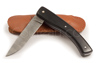 BORDELAIS knife - ebony handle - twisted damascus blade - delivered with brown full flower leather case 
