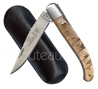 Country Basque knife: The YATAGAN - 12C27 stainless steel blade with waves  1 brushed stainless steel bolster - RAM’s HORN handle - hand engraved spring delivered with black sheath