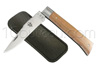 Couteau r�gional des Alpes: L´ALPIN GENEVRIER - Lame cisel�e � la main - 1 mitre en inox bross�  Manche en bois de GENEVRIER - Ressort guilloch� - Lame acier inox 12C27 - livré avec étui noir