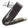 BLACK TIP HORN - Forge de Laguiole pocket knife for WOMAN  black tip horn handle - 2 bright stainless steel bolsters  adapted Black colored leather case 