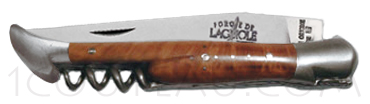 Forge de Laguiole knives, Folding knife with corkscrew  - Briar wood handle