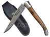 JUNIPER - Thiers-Issard AUTHENTIQUE Laguiole knife with bee and spring FORGED and GUILLOCHED with HAND  12C27 stainless steel blade - 2 brushed stainless steel bolsters  JUNIPER wood handle with Ebony plates - delivered with black leather sheath 