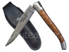 THUYA - Thiers-Issard AUTHENTIQUE Laguiole knife with bee and spring FORGED and GUILLOCHED with HAND  12C27 stainless steel blade - 2 brushed stainless steel bolsters  THUYA wood handle with Ebony plates - delivered with black leather sheath 