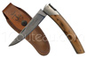 Le Thiers knife - forged bee with CARAVELLE - 12C27 stainless steel blade - 1 brushed stainless steel bolster - JUNIPER wood handle - delivered with brown leather sheath